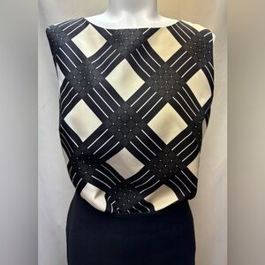 Talbots Black and Cream Plaid Blouse